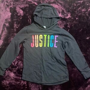 Justice Black and Red Hoodie with Vibrant Logo